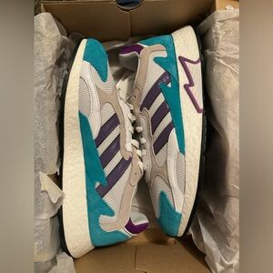 Adidas Tresc Run Shoes Men’s Size 11  Boost Purple Teal 90's Charlotte Hornets